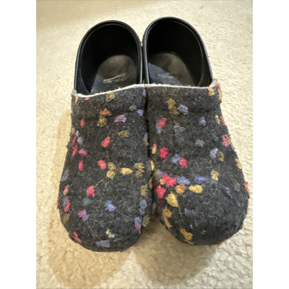 Dansko Wool Felt Clogs Womens Multicolor Confetti Floral Comfort Mules Shoes 40